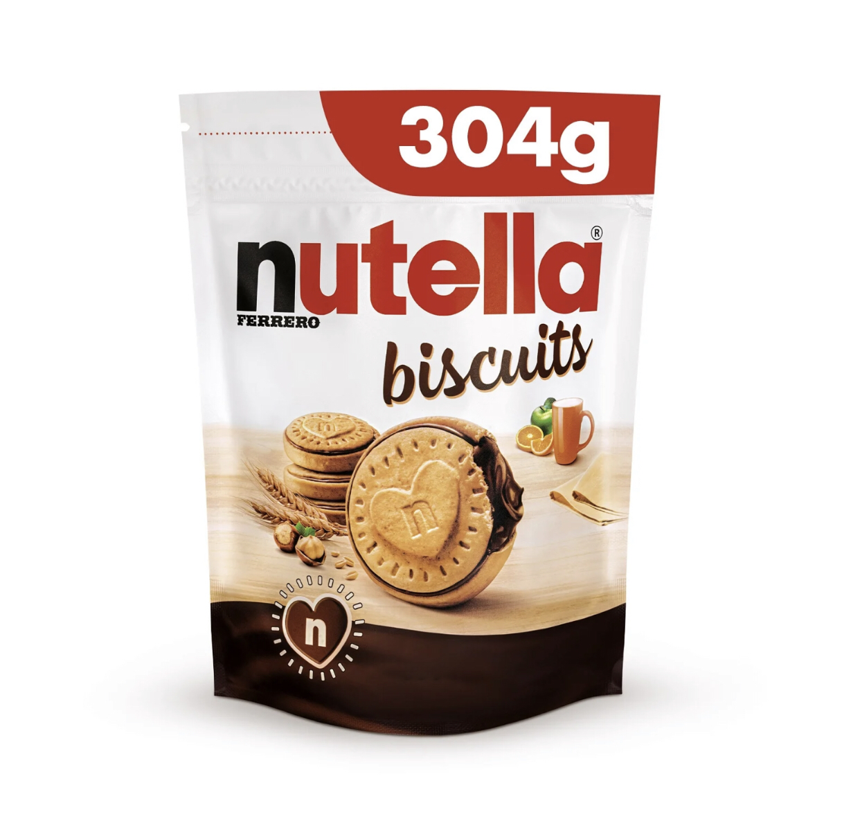 Biscuits fourrés noisettes et cacao nutella 22 biscuits 304g à prix carrefour